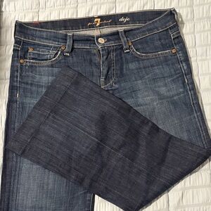 7 For All Mankind Dojo Straight Leg Jeans in Dark Blue Wash